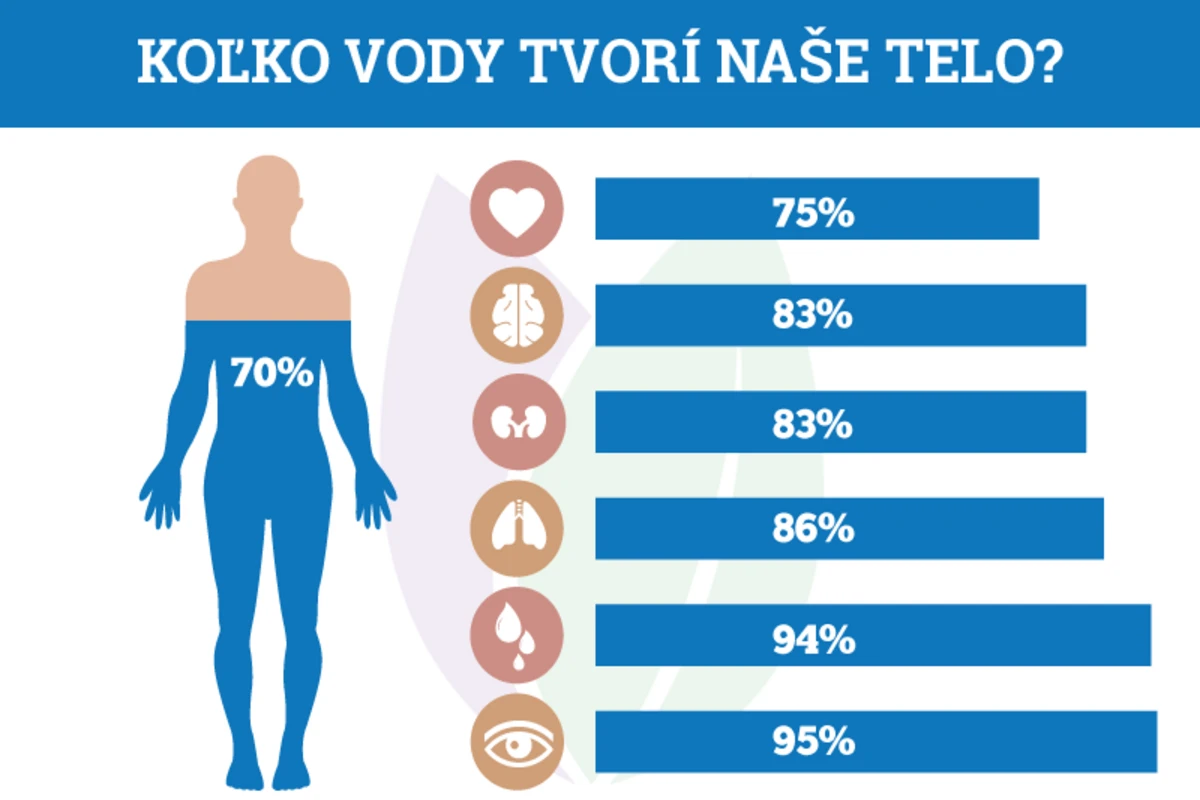 Schéma podielu vody v ľudskom tele