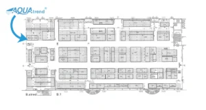 Mapa umiestnenia stánku Aquatrend v Incheba Expo Bratislava, kde budú poskytovať odborné informácie o vode