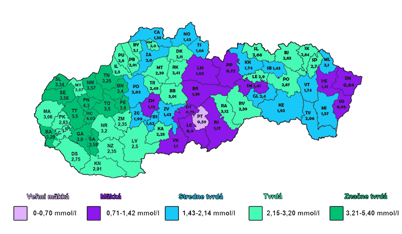 mapa-tvrdosti-vody-na-slovensku